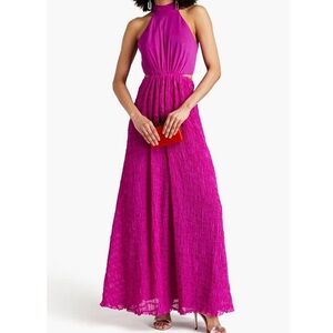 NEW Monique Lhuillier Sleeveless Chiffon Halter Long Dress Sz 4 $595